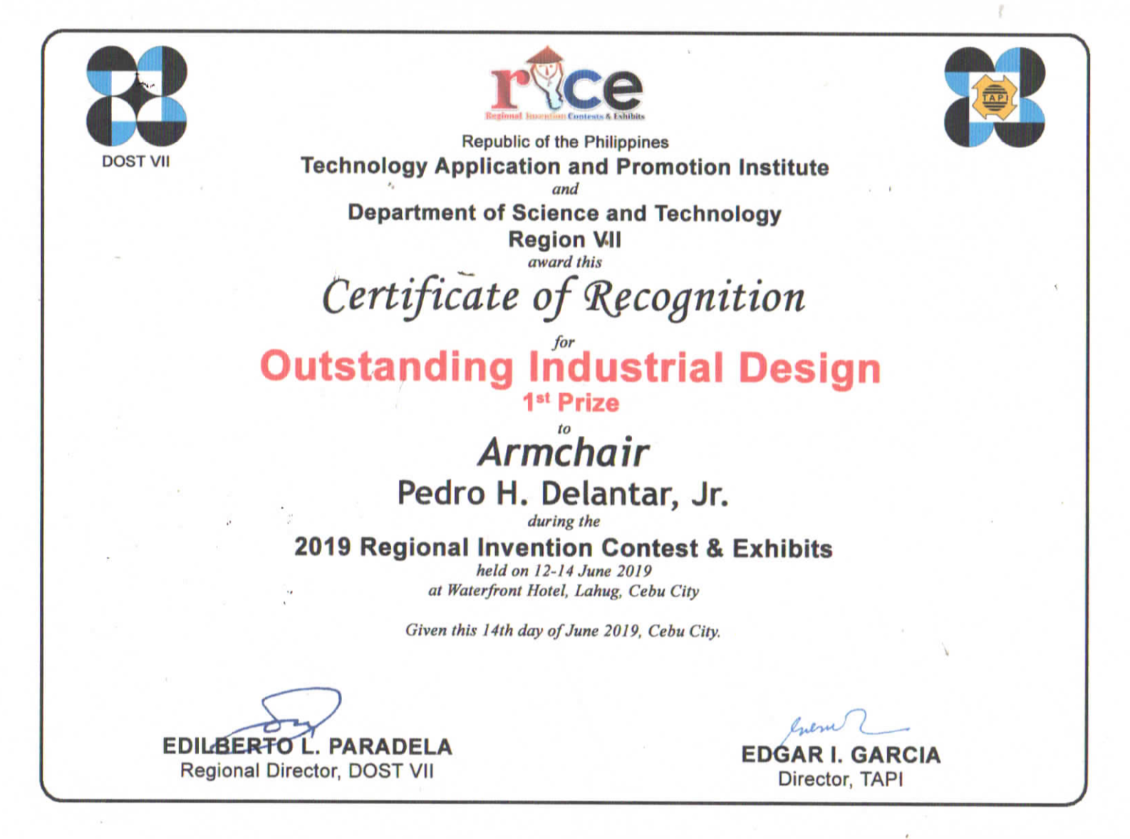 Industrial design 1st prize- RICE